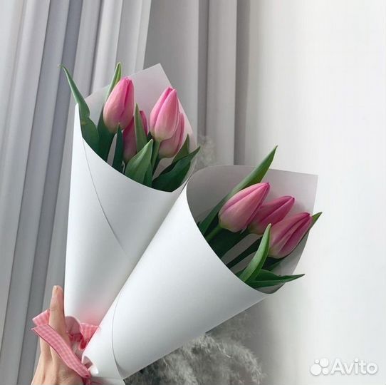 Тюльпаны на 8 марта в упаковке