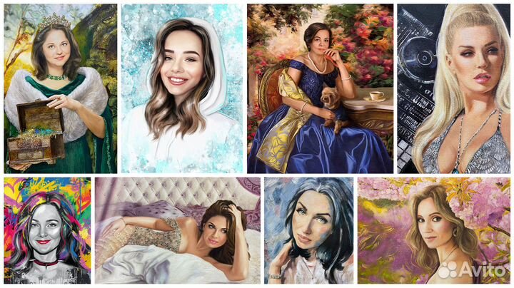 Портрет по фото на холсте. Изготовление 1-4 дня