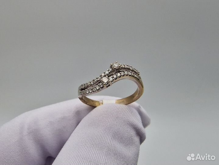 Золотое Кольцо 750 пробы с бриллиантами. Рассрочка
