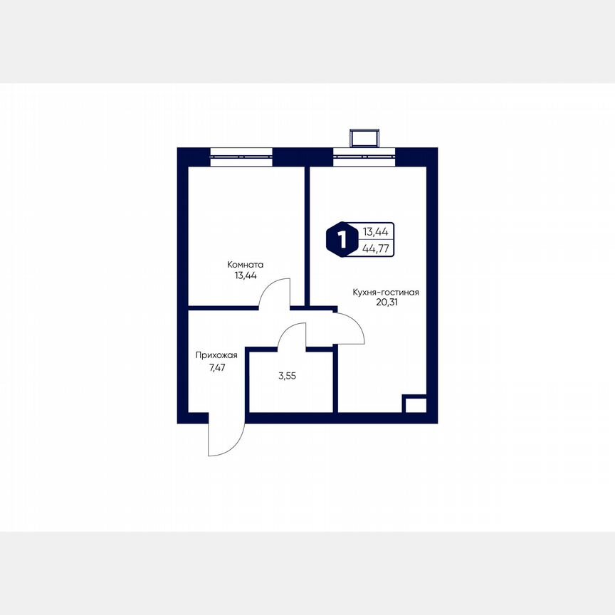 1-к. квартира, 44,8 м², 1/5 эт.