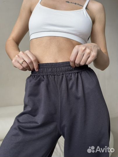 Спортивные брюки летние палаццо на резинке