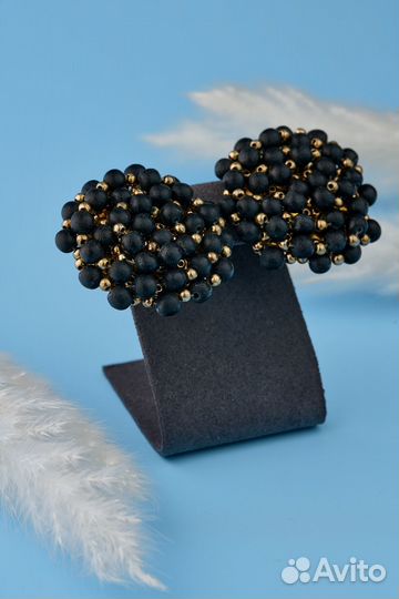 Винтажные клипсы грозди черных жемчужин. сша.К22.А