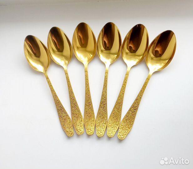 Ложки столовые нержавейка СССР с позолотой 6шт