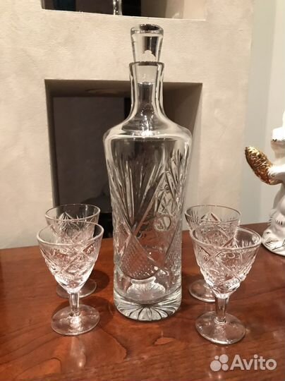 Хрустальный графин и рюмки винтаж СССР