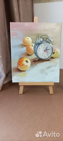 Картина с часами масло холст 30*25*1.7