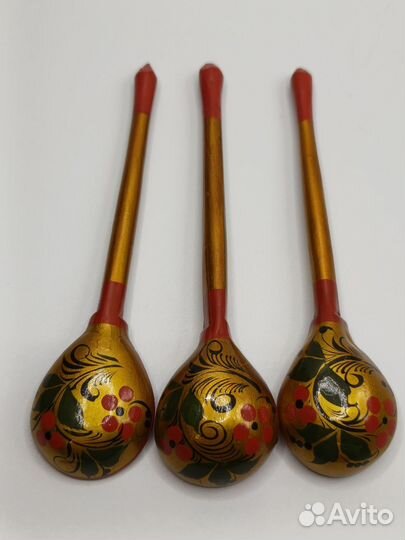 Деревянные чайные ложки Хохлома 3 шт