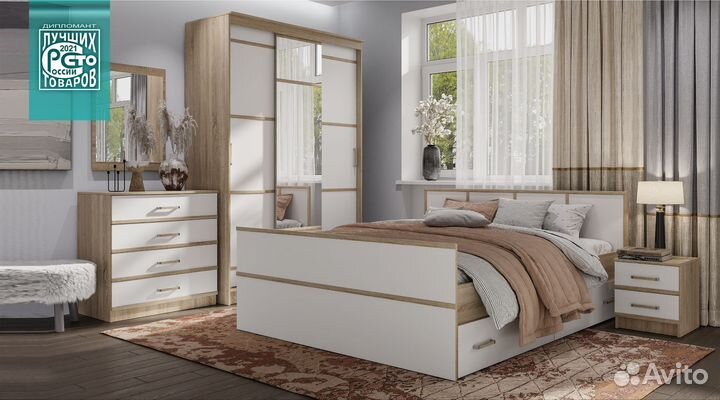 Кровать с ящиками Киото + матрас 160х200см