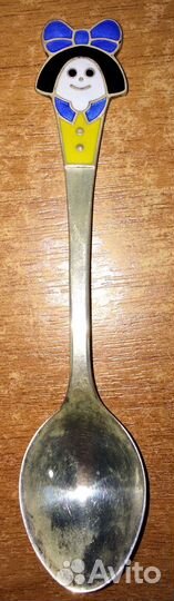 Серебряная чайная (детская) ложка с эмалью(2). 925