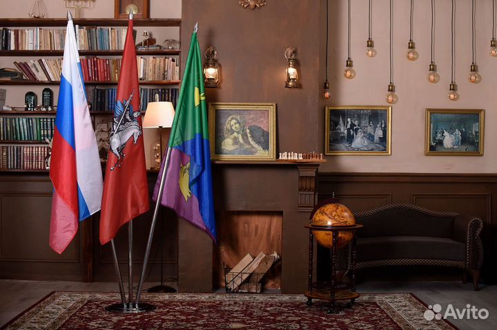 Подставка напольная на 3 флага хром серебро