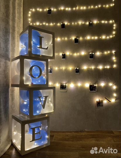 Прозрачные коробки для шаров с буквами