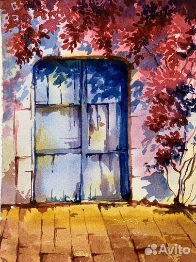 Картина акварель Старинная дверь