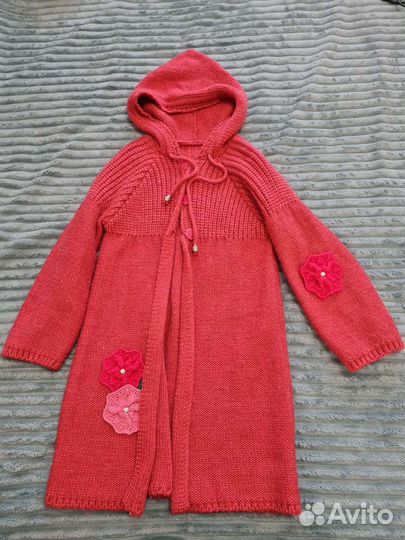 Вязаное пальто-кофта в отл.сост на 6-7 лет