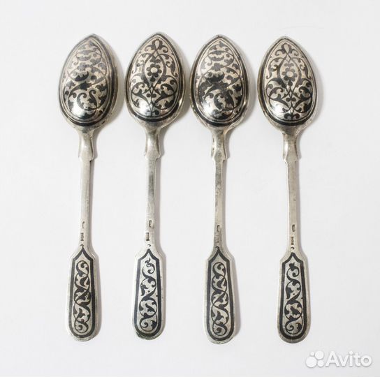 Ложки чайные 4 шт, серебро 875 пр,звезда, мкхк8, в