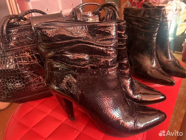 Ботильоны лаковая натуральная кожа черные