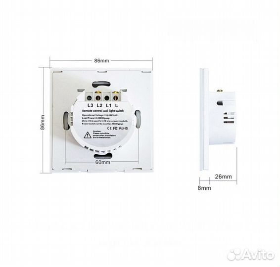 Сенсорный выключатель одинарный