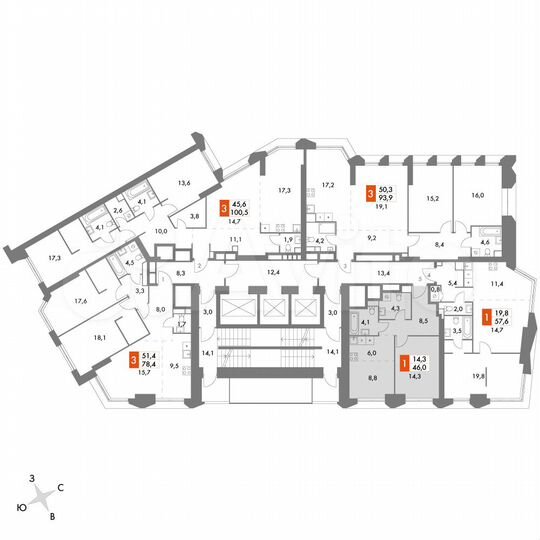 1-к. квартира, 46 м², 31/47 эт.