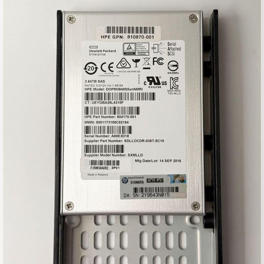 [DOPM3840S5XNNMRI] Hpe Ssd 3.84tb 6 Гб/С Sas 2,5 Dopm3840s5xnnmri