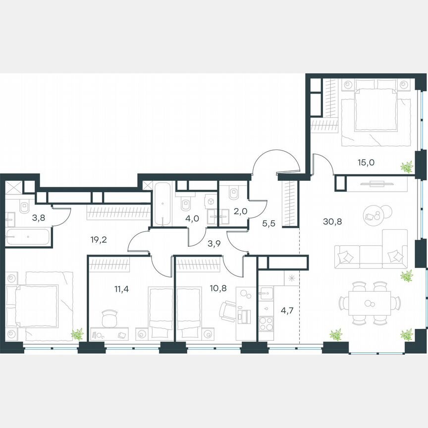 5-к. квартира, 111,1 м², 56/64 эт.