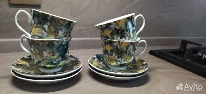 Чайные кружки, чайная пара, сервиз на 4 персоны