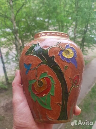 Металлическая ваза с эмалью (Индия, винтаж)