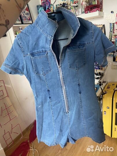 Джинсовый комбинезон женский