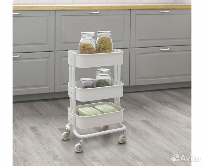 IKEA Рашульт Rashult Тележка 38х28х65 белая металл