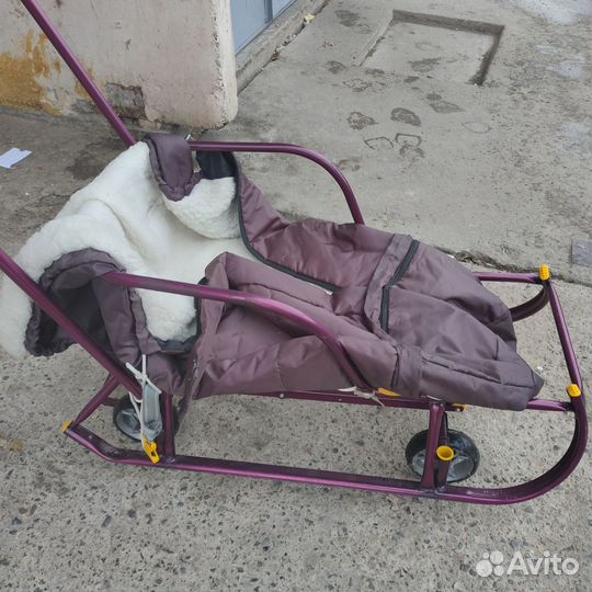 Санки на колесах+ конверт зимний