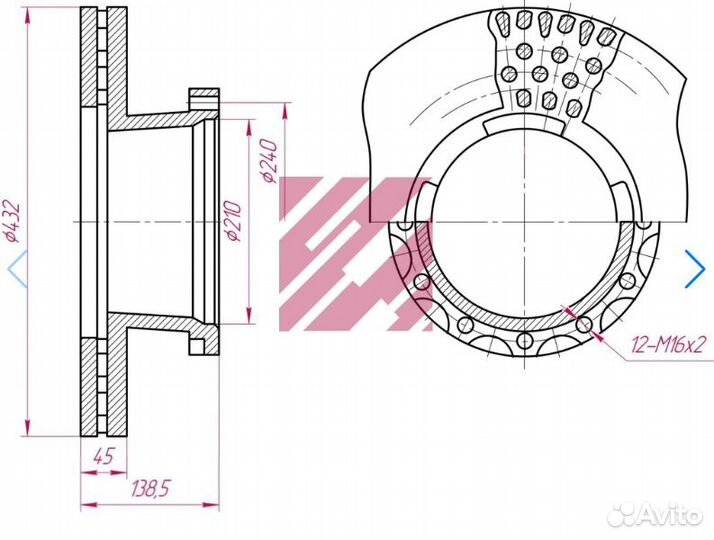 Диск тормозной Ивеко о.н.2992477 (M2000106)