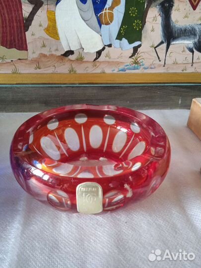 Пепельница цветной хрусталь