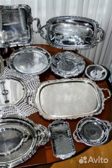 Подносы и менажницы из Франции, посеребрение