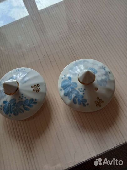 Крышки от сервиза Вербилки,Голубые цветы