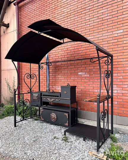 Мангал с крышей место под тандыр коптильня