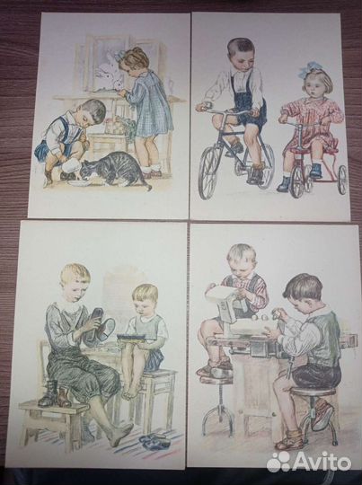 Открытки Много дел у нас ребята 1960г редкие Набор