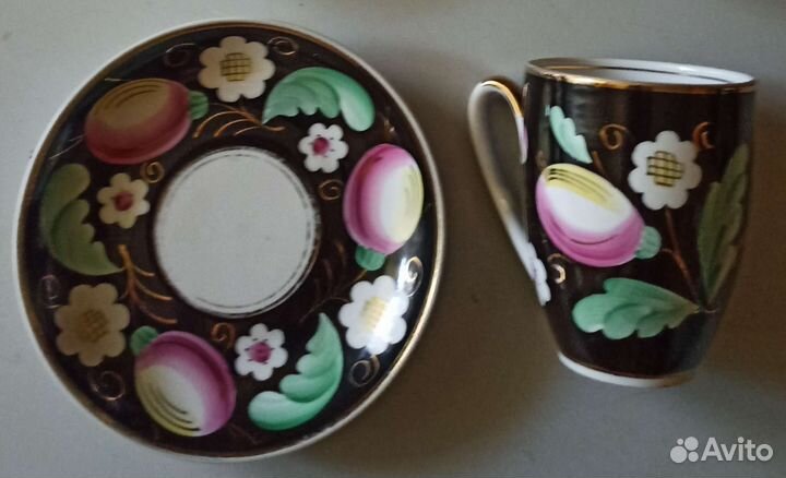 Чайная пара вербилки Слива на чёрном