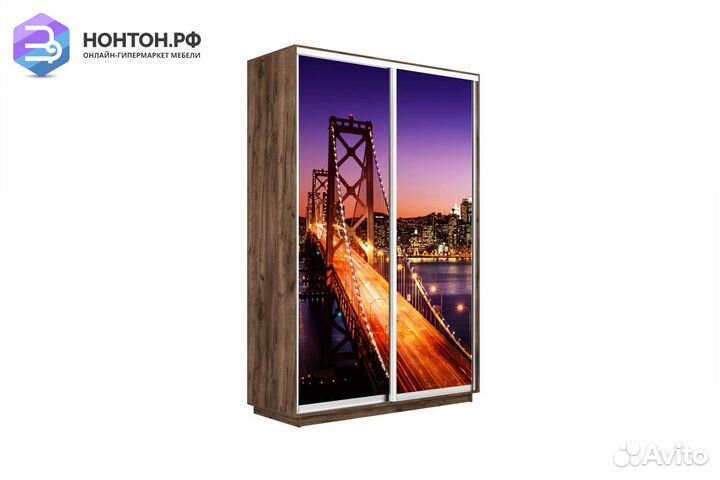 Шкаф-купе 2-х дверный Нонтон фото №1007 / крафт та