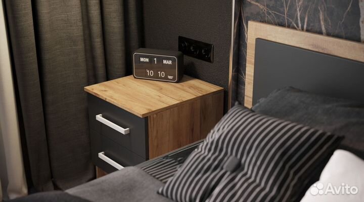 Мартина Тумбы прикроватные (Графит, Дуб крафт)