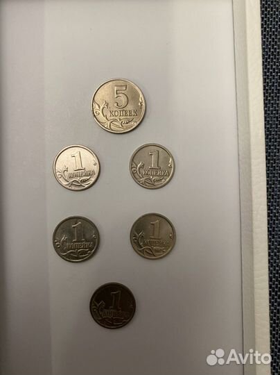 Монеты 1 копейка и 5 копеек