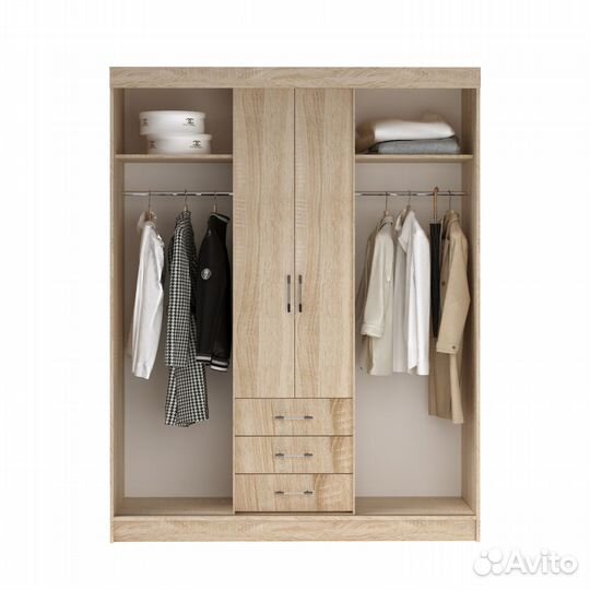 Шкаф купе распашной с зеркалом, маэстро, Дуб Сонома