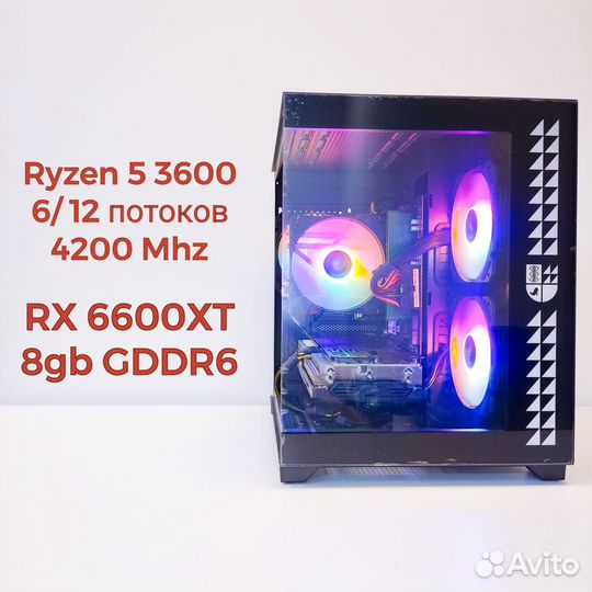 Игровой пк Ryzen 3600 RX 6600XT M2 512 16 RAM