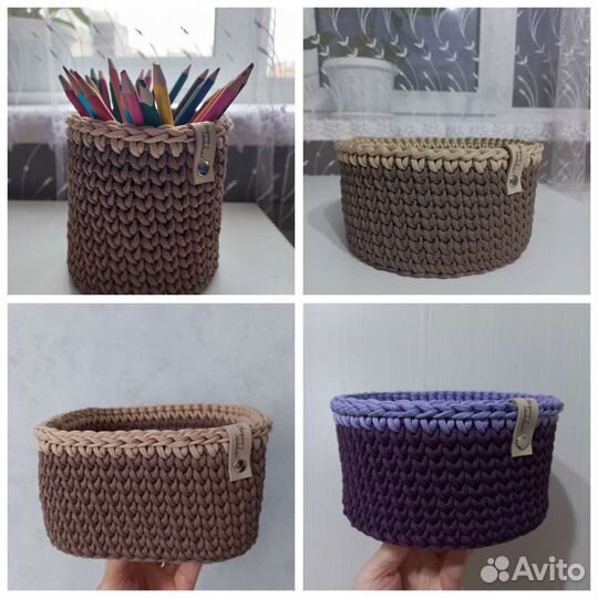 Корзина из шнура интерьерная