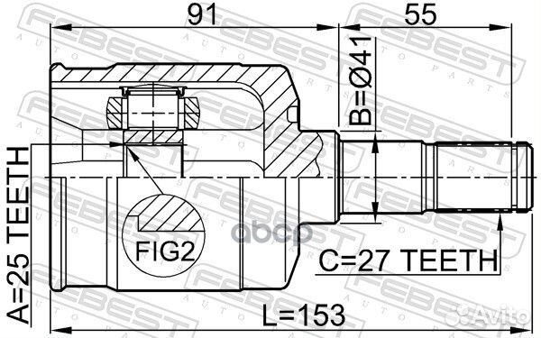 Шрус внутренний 25x41x27 hyundai sonata (EF) 20