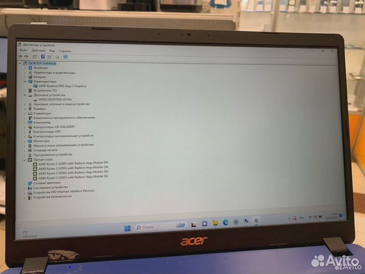 Ноутбук Acer Ryzen 3 - 3200U SSD-128GB (спут )