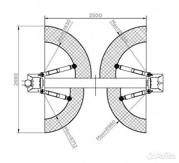 Подъемник двухстоечный 3200 кг электрогидравлическ