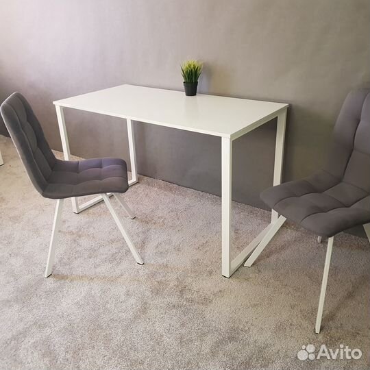 Кухонный стол Лофт 120*60 см. Белые ножки