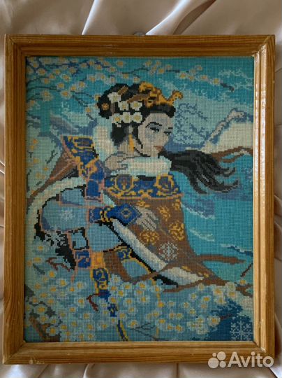 Картина вышитая крестом, Зима