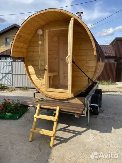 Баня бочка в аренду на колесах