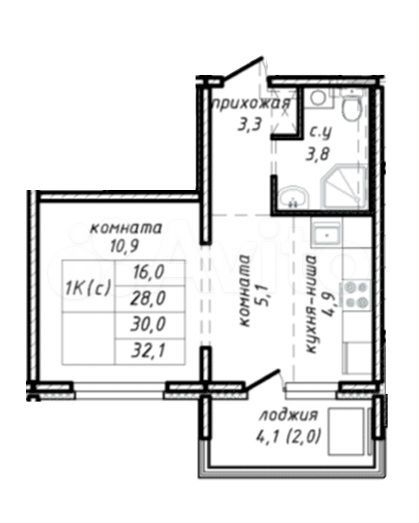 2-к. квартира, 30 м², 14/17 эт.