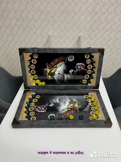 Нарды ручной работы со стеклом 