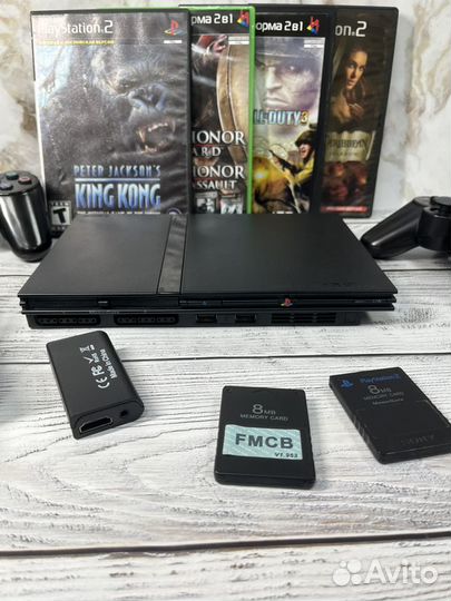 Sony playstation ps2 slim с комплектом