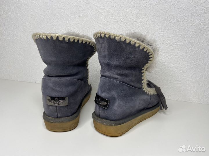 Зимние ботинки натуральная замша серые размер 40